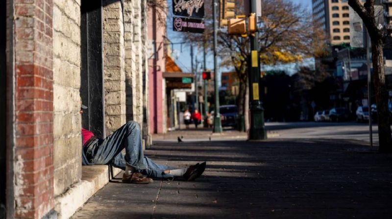 homeless person in street